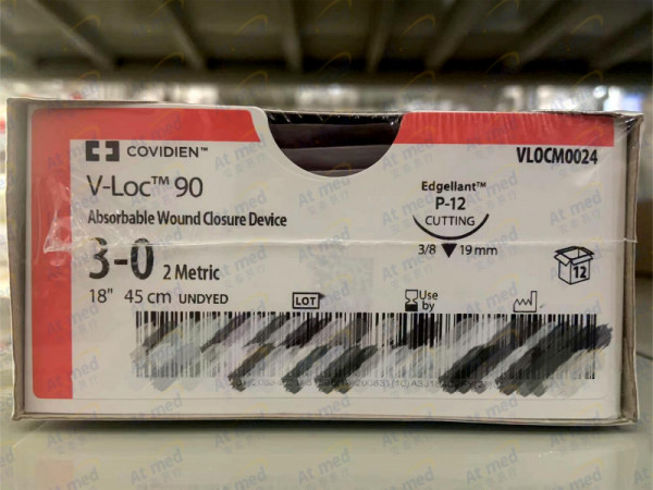 柯惠 Covidien 可吸收傷口縫合線 VLOCM0024，12根/盒